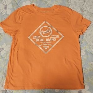 Lucky Brand Orange Tee with White Diamond Logo